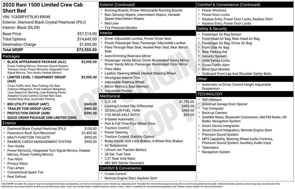 2020 RAM 1500 Limited Crew Cab 4x4 5'7" Box