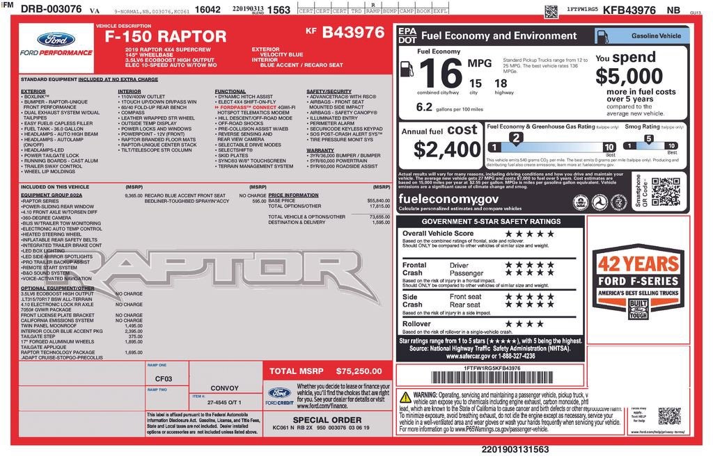 2019 Ford F-150 Raptor