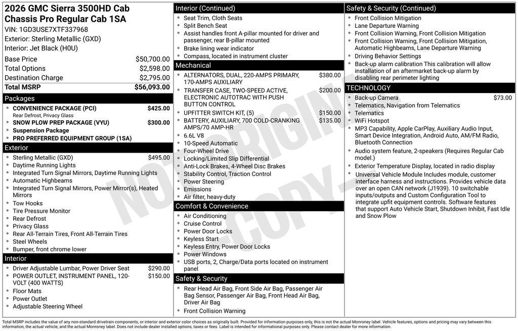 2026 GMC Sierra 3500 HD Chassis Cab Pro