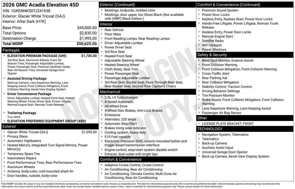 2026 GMC Acadia Elevation