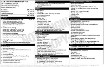 2026 GMC Acadia Elevation
