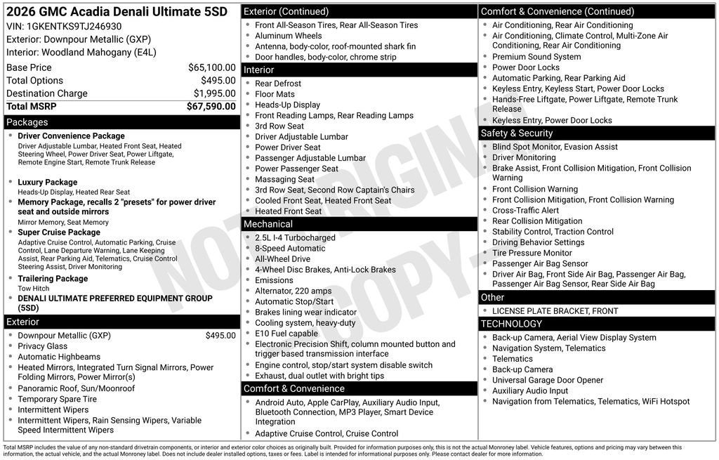 2026 GMC Acadia Denali Ultimate