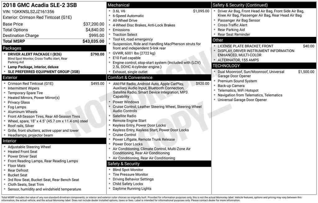 2018 GMC Acadia SLE