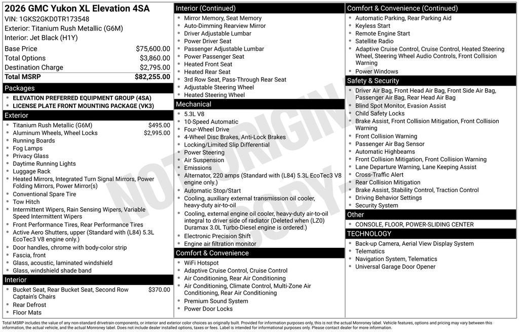2026 GMC Yukon XL Elevation