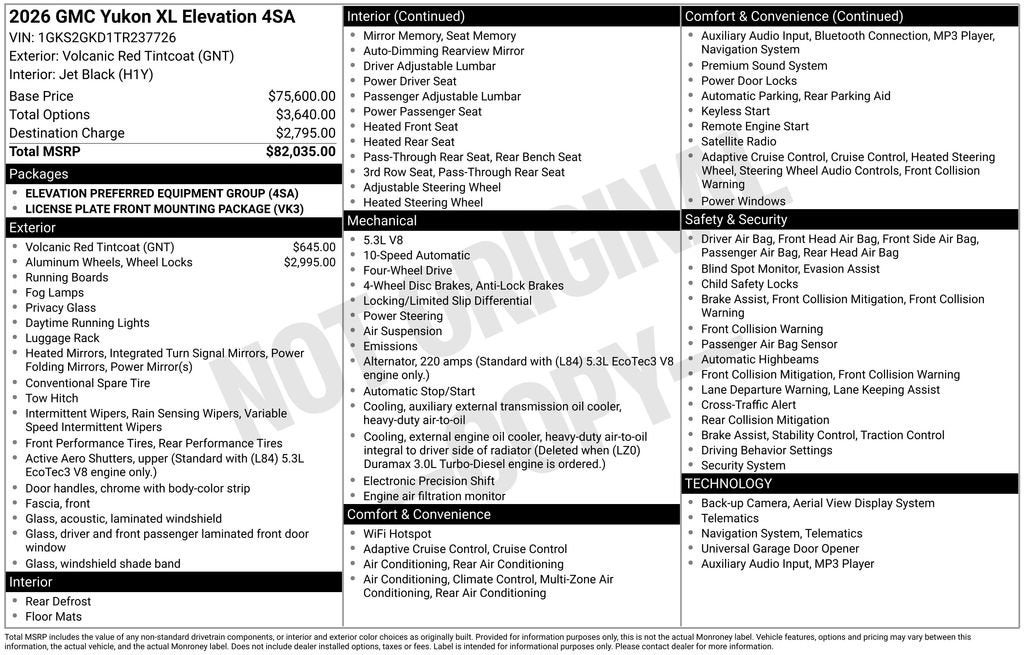 2026 GMC Yukon XL Elevation