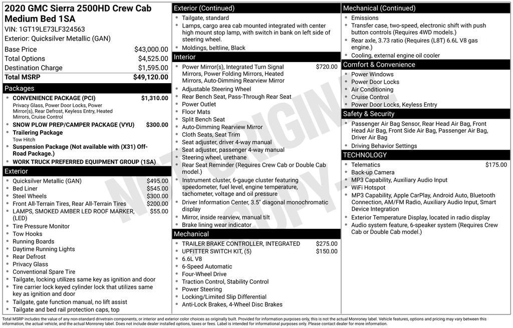 2020 GMC Sierra 2500 HD 4WD Crew Cab Standard Bed