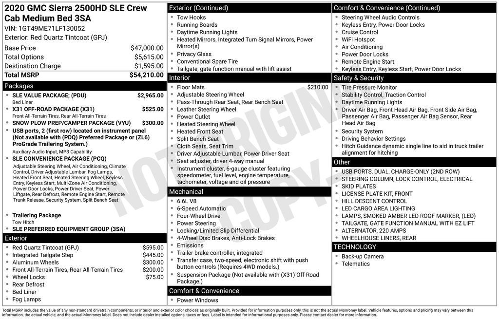 2020 GMC Sierra 2500 HD SLE
