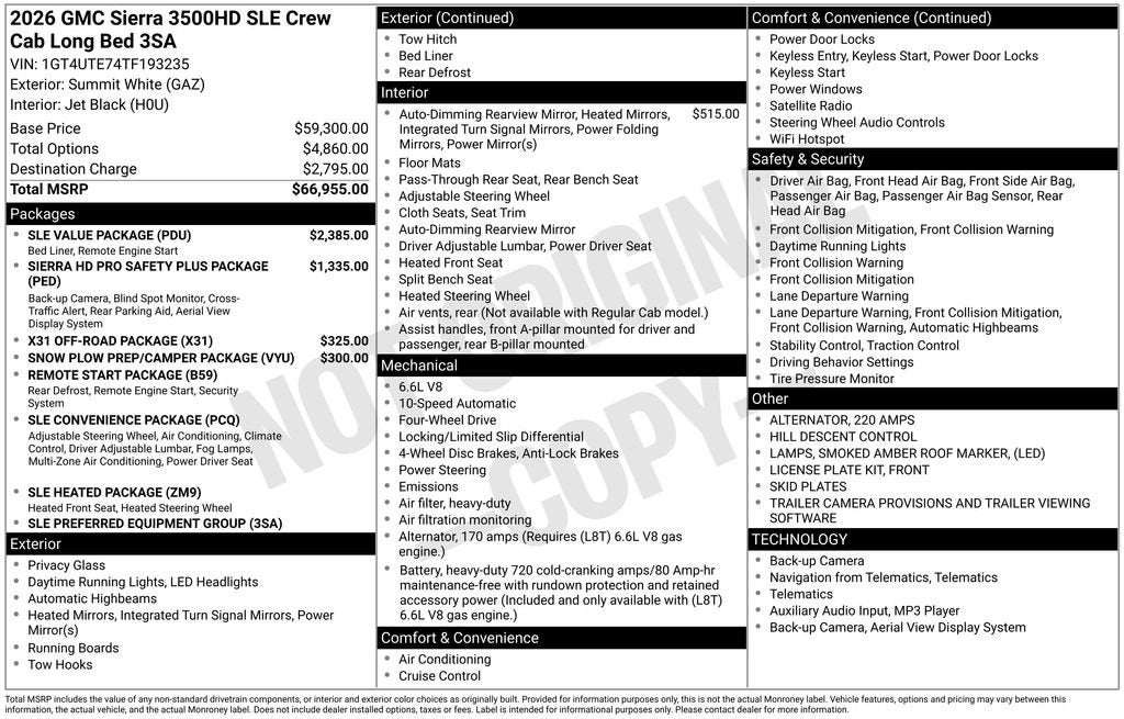 2026 GMC Sierra 3500 HD SLE