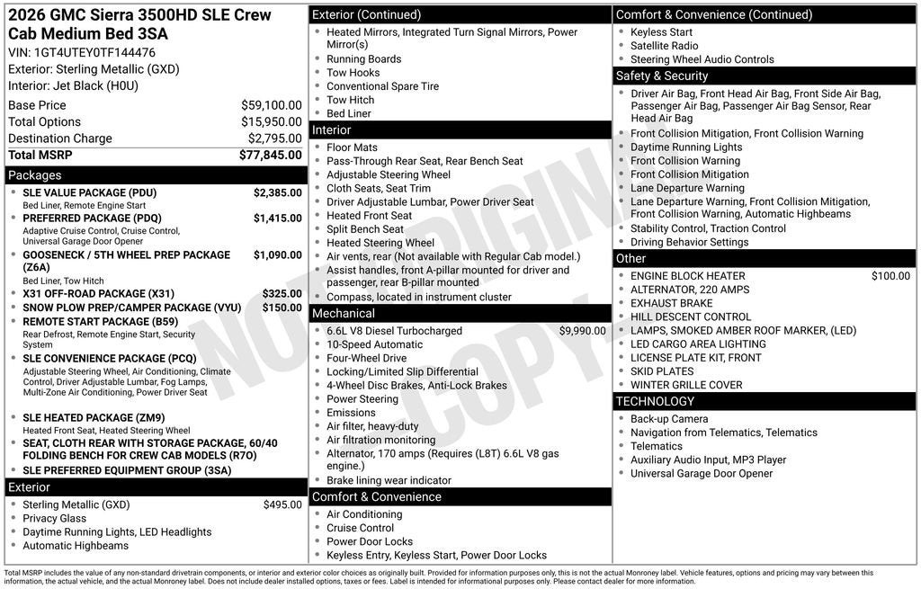 2026 GMC Sierra 3500 HD SLE