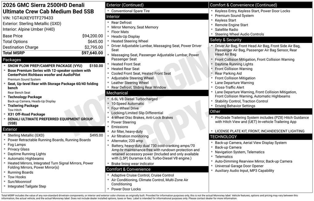 2026 GMC Sierra 2500 HD Denali Ultimate