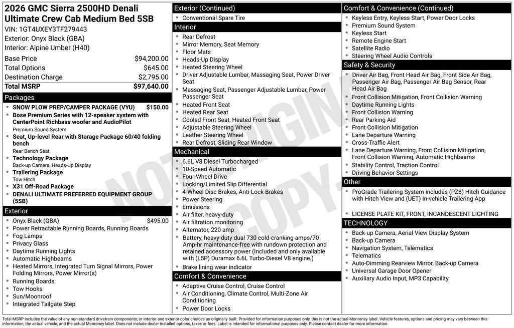 2026 GMC Sierra 2500 HD Denali Ultimate