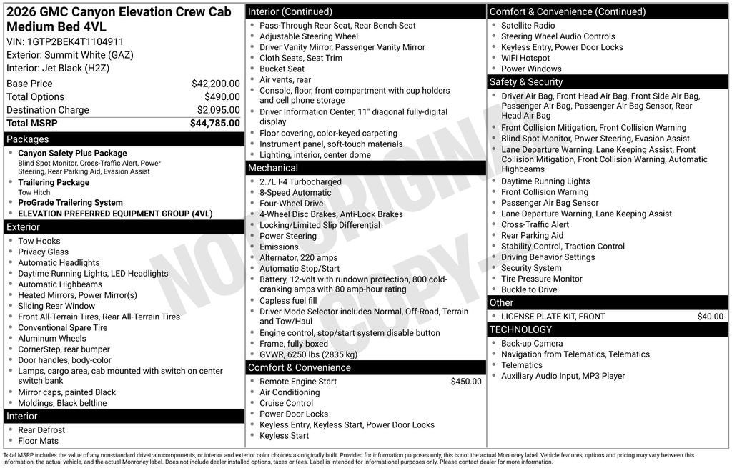 2026 GMC Canyon Elevation