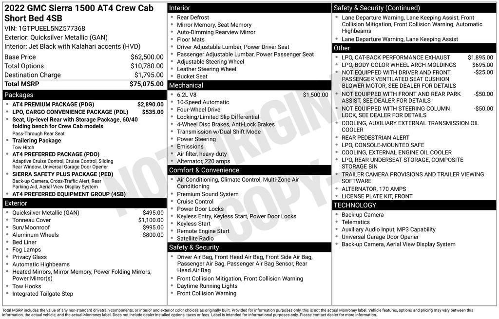 2022 GMC Sierra 1500 AT4