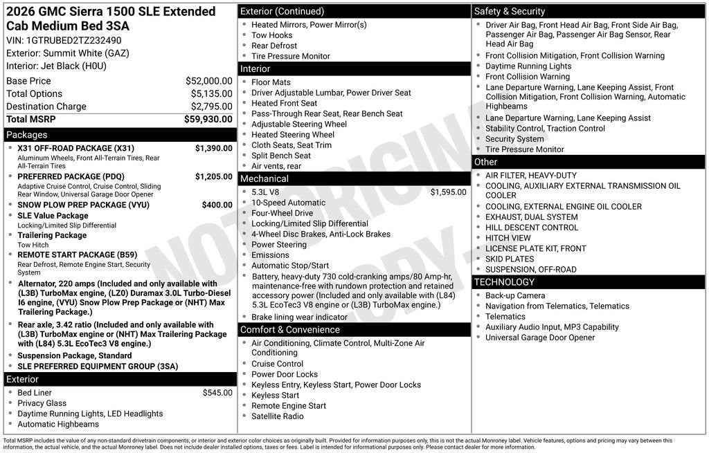 2026 GMC Sierra 1500 SLE