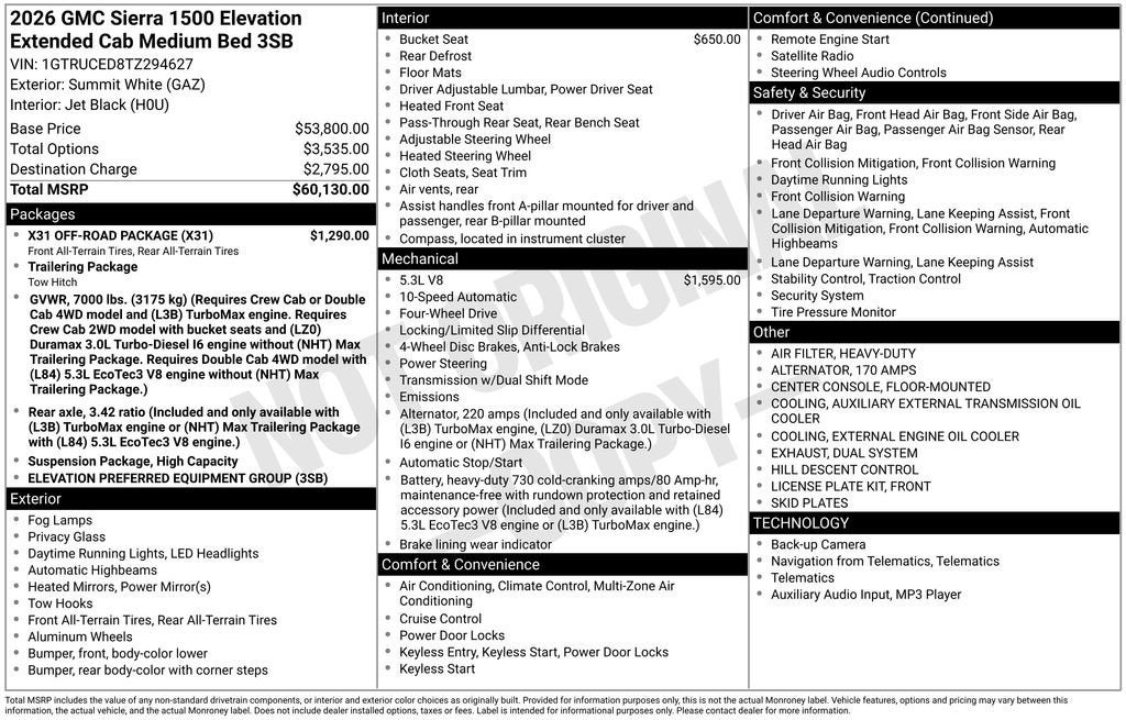 2026 GMC Sierra 1500 Elevation