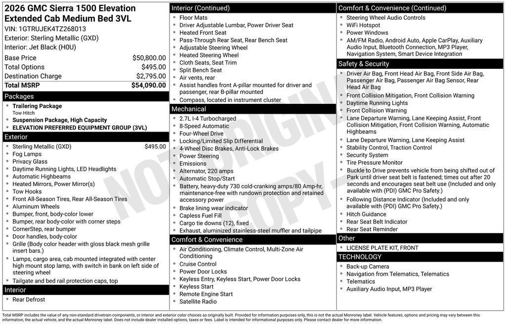 2026 GMC Sierra 1500 Elevation