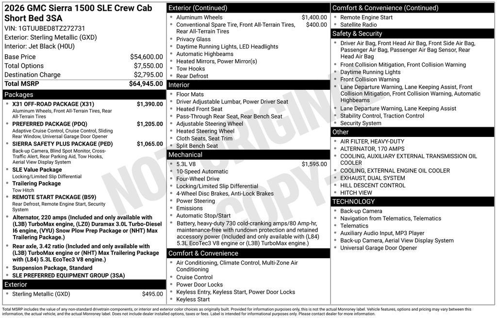 2026 GMC Sierra 1500 SLE