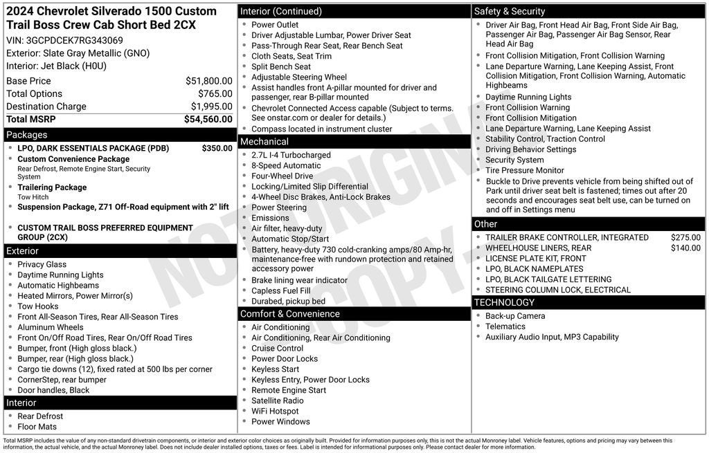 2024 Chevrolet Silverado 1500 Custom Trail Boss