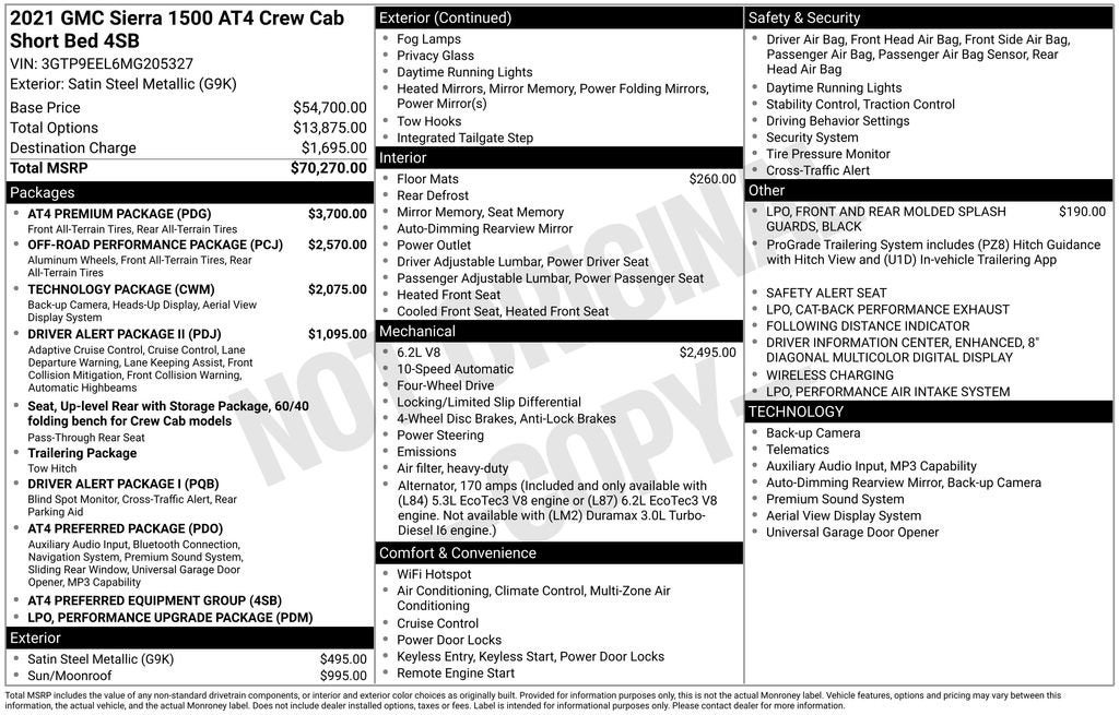 2021 GMC Sierra 1500 AT4