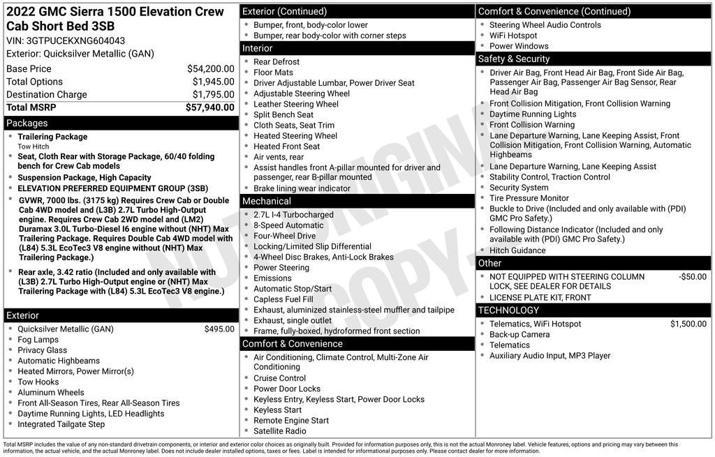 2022 GMC Sierra 1500 Elevation