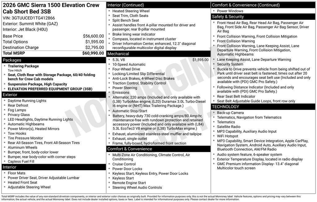 2026 GMC Sierra 1500 Elevation