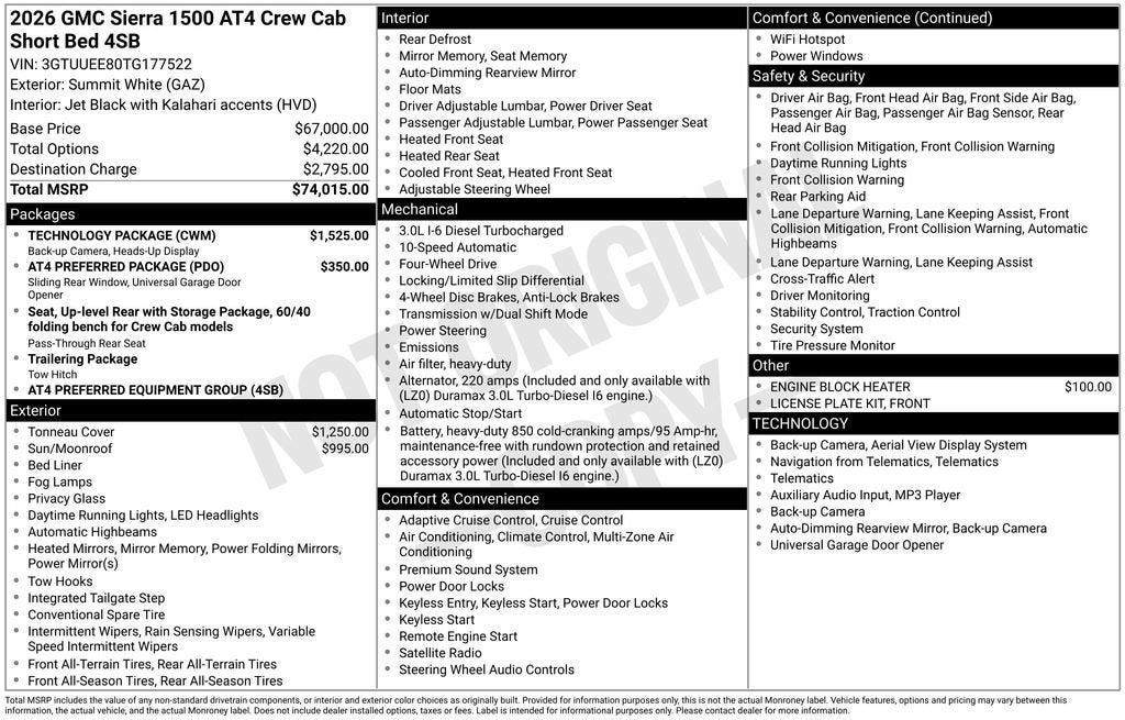 2026 GMC Sierra 1500 AT4