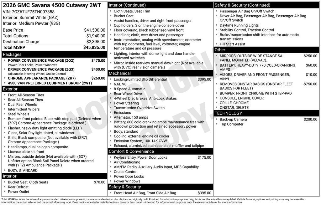 2026 GMC Savana Cutaway 4500 2WT