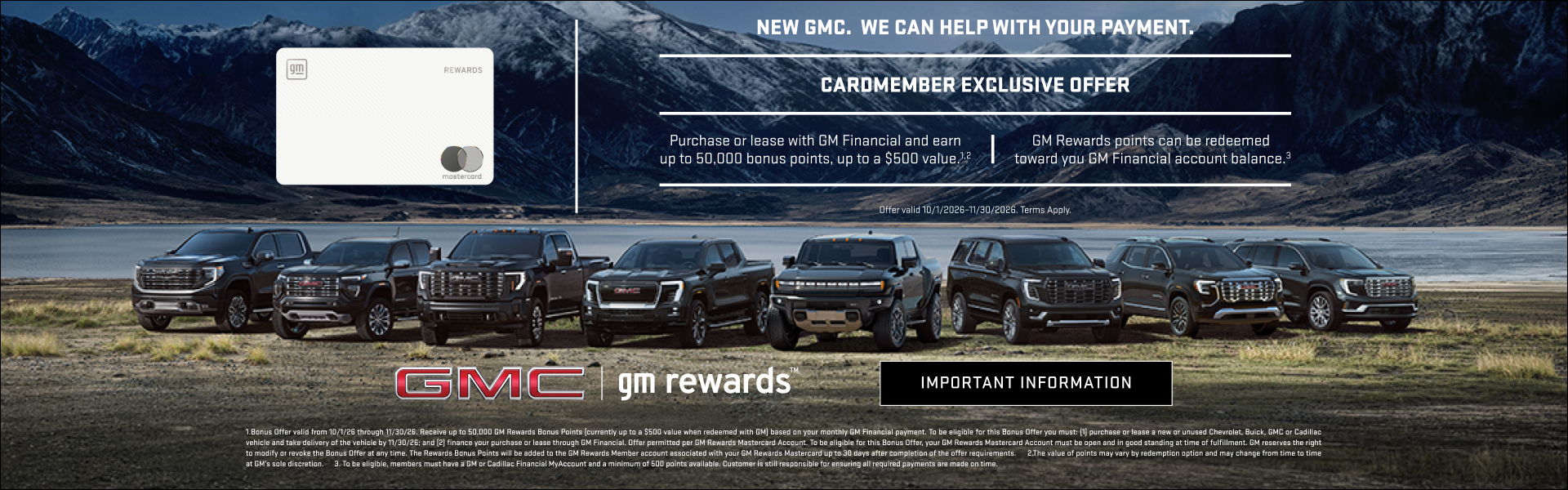 Purchase or lease with GM Financial and earn up to 50,000 bonus points, up to a $500 value.1 and ...